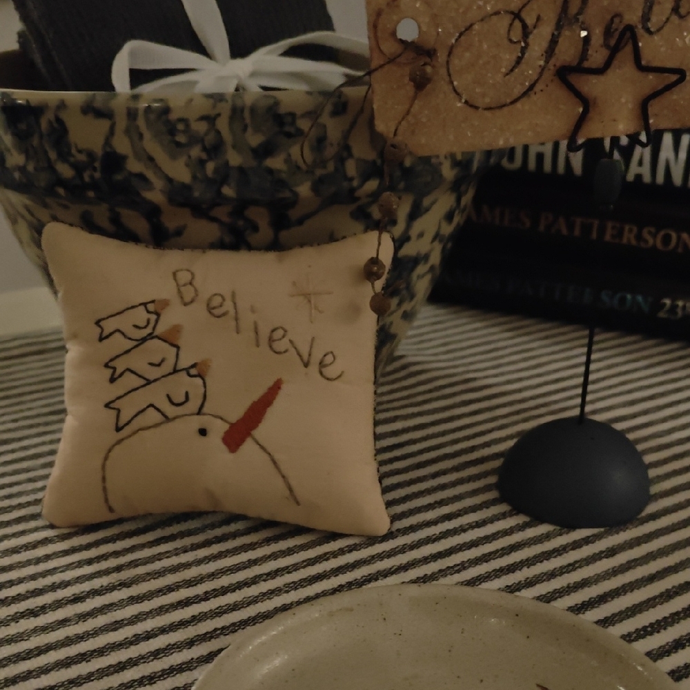 Charming Snowman Accent Pillow - Cream